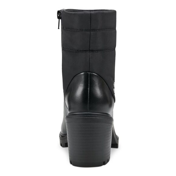 ALFANI Womens Black Puffer Belcalise Almond Toe Block Heel Boots Shoes 9 M - Picture 2 of 4
